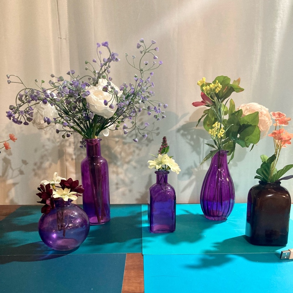 Five Purple Vases, Glass